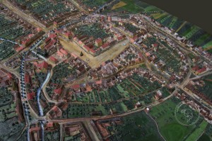 Plastický model města Ivančic v roce 1875