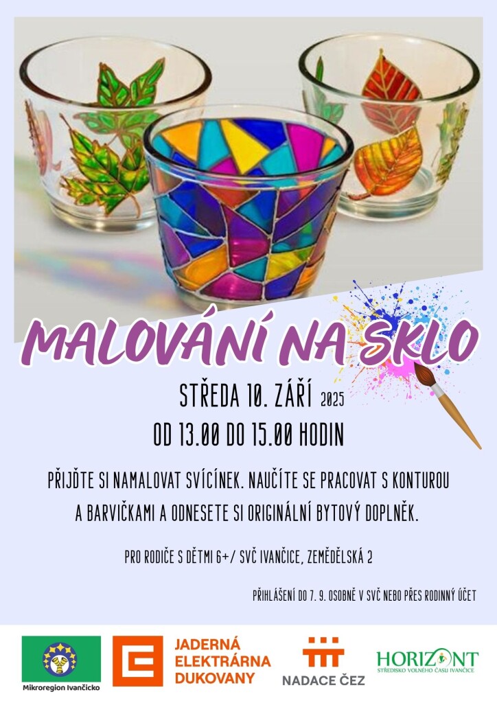 SVČ Ivančice - Tvořivá dílna pro děti - Malování na sklo1