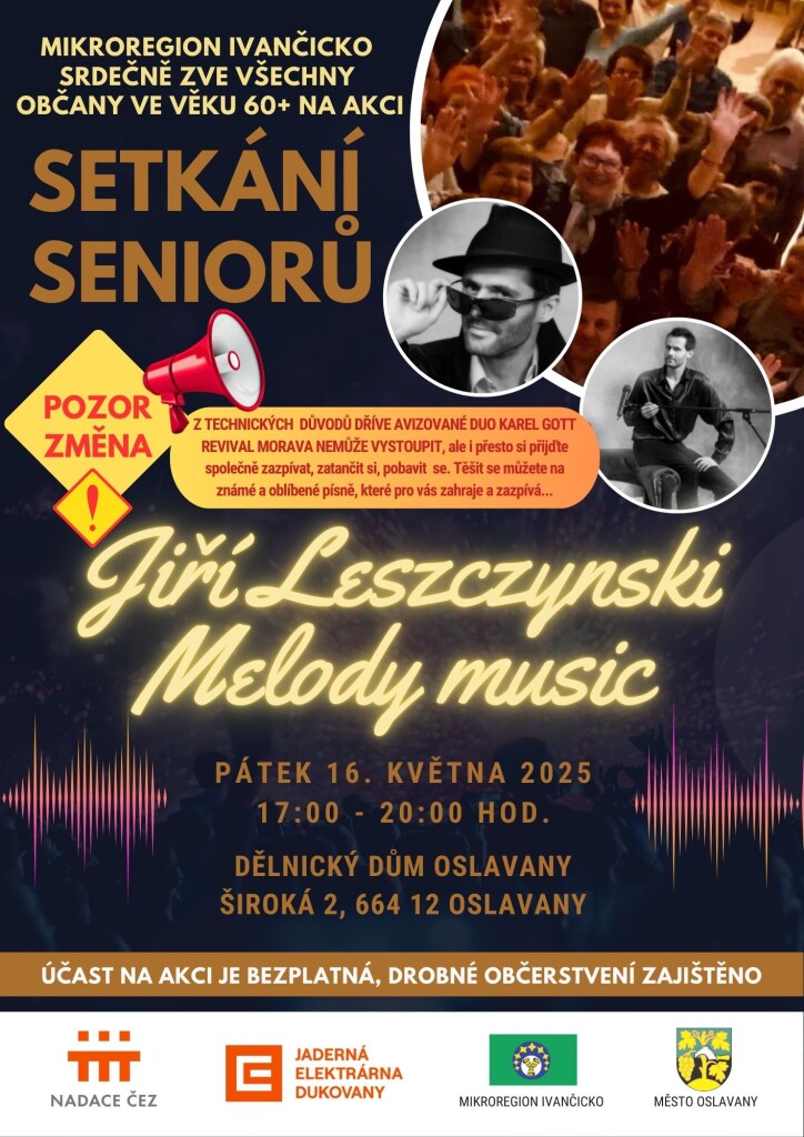 Setkání seniorů - Oslavany - ZMĚNA INTERPRETA