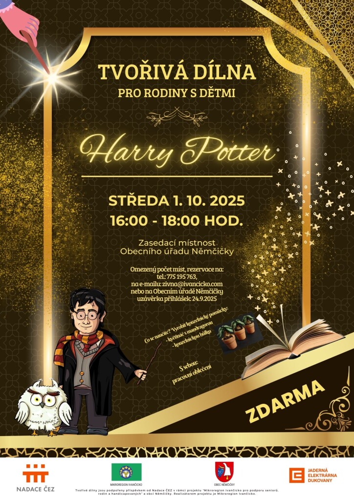 Němčičky - Tvořivá dílna pro děti - Harry Potter (nový termín)